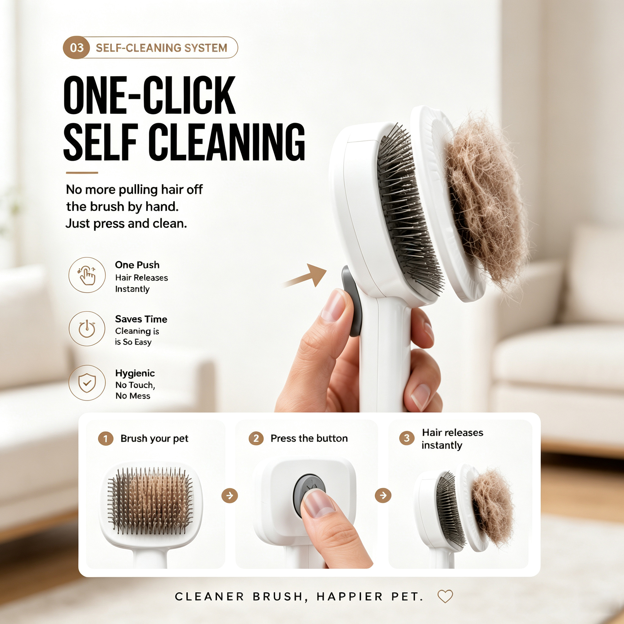 Brosse Anti-Mue Auto-Nettoyante – Toilettage en Un Clic – Image 3